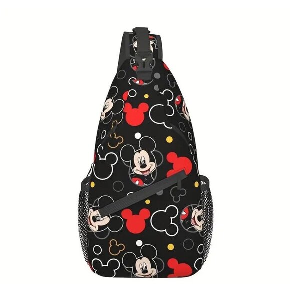 Mickey Mouse Nylon Backpack Mouse Ears- Anime-Themed Zippered Crossbody Bag - Picture 2 of 6